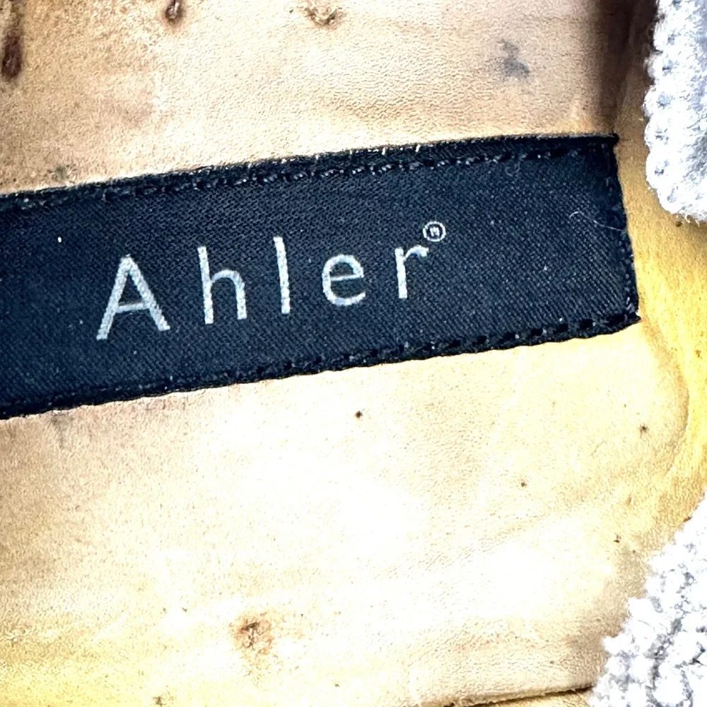 Ahler Men Black Leather Square Toe Derby Dress Shoe Appx 7-7.5 Apron Moc Oxfords